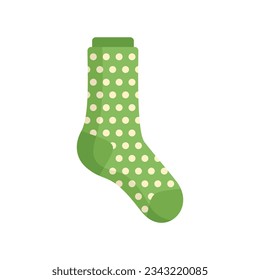 Dotted sock icon flat vector. Winter sport sock. Fashion item isolated
