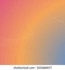 Dotted soft abstract particle wave over color gradient background. Vector illustration