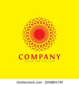 Dotted Solar Sun Vector Logo in Mandala Design Style