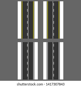 Dotted and solid lines, type of roads - vector illustration
