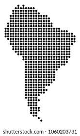 Dotted South America Map. Vector mosaic of South America Map composed of small circles. Vector geographic map.