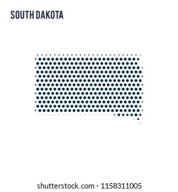 Dotted South Dakota map isolated on white background.