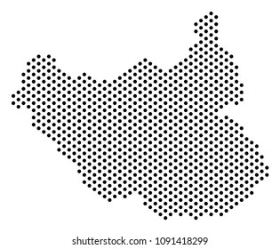 Dotted South Sudan map. Vector territory scheme. Cartographic concept of South Sudan map constructed of circle elements.