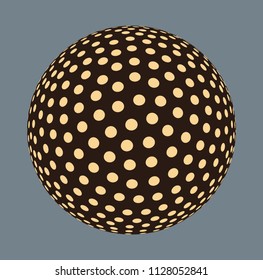 dotted sphere illustration in ivory brown silver