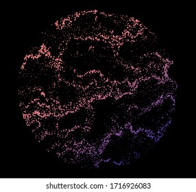 Dotted sphere made with Generative art algorithm - Perlin gradient simplex noise for texture synthesis. Conceptual image of high tech systems: Artificial Intelligence, Deep Learning, Neural networks.