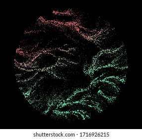 Dotted sphere made with Generative art algorithm - Perlin gradient simplex noise for texture synthesis. Conceptual image of high tech systems: Artificial Intelligence, Deep Learning, Neural networks.