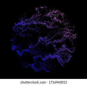 Dotted sphere made with Generative art algorithm - Perlin gradient simplex noise for texture synthesis. Conceptual image of high tech systems: Artificial Intelligence, Deep Learning, Neural networks.