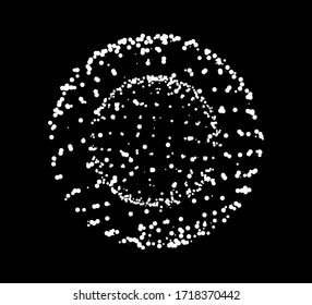 Dotted sphere made of particles. Conceptual image of high tech systems: Artificial Intelligence, Deep Learning, Neural networks.
