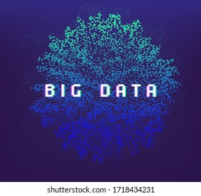 Dotted sphere made of particles. Cover or poster for high tech systems: Artificial Intelligence, Deep Learning, Neural networks.