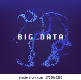 Esfera dotada hecha de partículas. Portada o afiche para sistemas de alta tecnología: Inteligencia Artificial, Aprendizaje Profundo, Redes Neuronales.