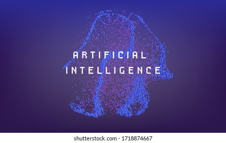 Dotted sphere made of particles. Cover or poster for high tech systems: Artificial Intelligence, Deep Learning, Neural networks.