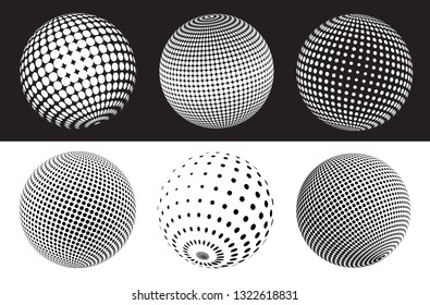 Dotted sphere set.Halftone design elements.