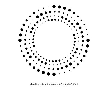 Dotted Spiral Circle Frame. Abstract Geometric Design Isolated on White Background. Vector Illustration