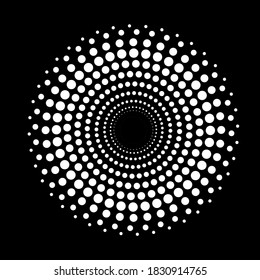 dotted spiral creating abstract shape. Created out of dots