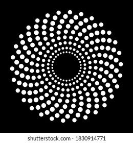 dotted spiral creating abstract shape. Created out of dots