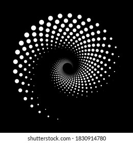 espiral de puntos que crea forma abstracta. Creado a partir de puntos
