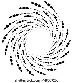 Dotted spiral element. Concentric swirling circles. Geometric abstract illustration
