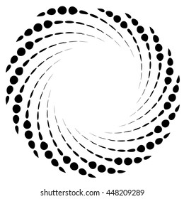 Dotted spiral element. Concentric swirling circles. Geometric abstract illustration