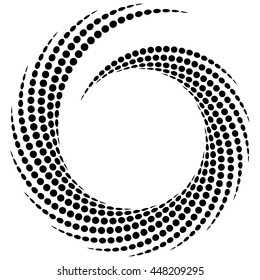 Dotted spiral element. Concentric swirling circles. Geometric abstract illustration