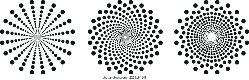 dotted spiral pattern element vector on white background