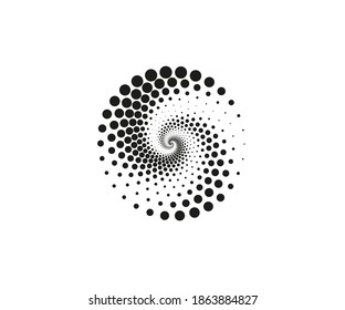 Dotted spiral symbol, a circle. Vector illustration.