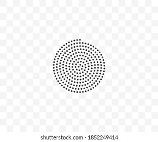 Dotted spiral symbol on transparent background. Vector illustration.