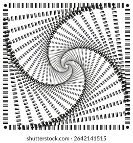 Dotted spiral twist. Abstract vortex form. Optical illusion shape. Vector dynamic pattern.