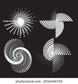 dotted spiral vortex design vector, modern, twirl, dotted, swirled, effect, concentric, radial, concept