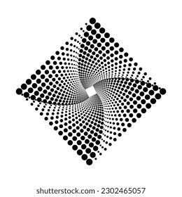 Dotted spiral vortex rhombus. Abstract vector symbol.