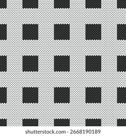 Cuadrados punteados de punto sin patrón. Fondo blanco y negro. Ilustración vectorial