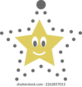 Dotted star shape for tracing lines for preschool and kindergarten school kids for drawing practice