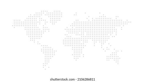 Dotted stars abstract world map. Stock vector illustration isolated