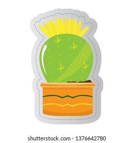 Dotted sticker of a cactus. Vector illustration design