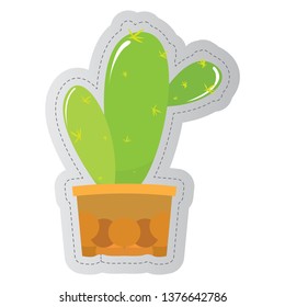 Dotted sticker of a cactus. Vector illustration design