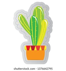 Dotted sticker of a cactus. Vector illustration design