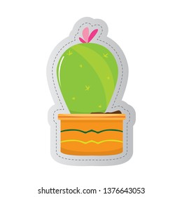 Dotted sticker of a cactus. Vector illustration design