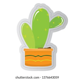Dotted sticker of a cactus. Vector illustration design