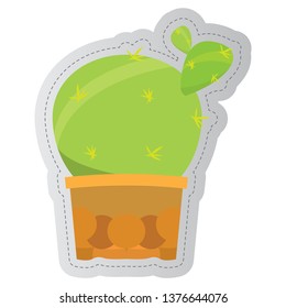 Dotted sticker of a cactus. Vector illustration design