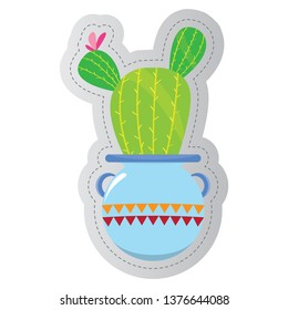 Dotted sticker of a cactus. Vector illustration design