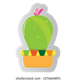 Dotted sticker of a cactus. Vector illustration design