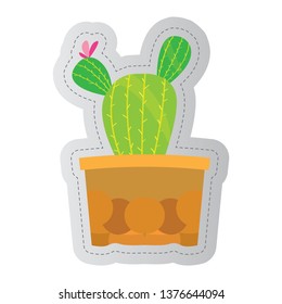 Dotted sticker of a cactus. Vector illustration design