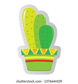 Dotted sticker of a cactus. Vector illustration design