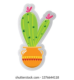 Dotted sticker of a cactus. Vector illustration design
