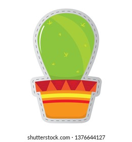 Dotted sticker of a cactus. Vector illustration design