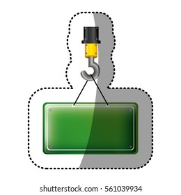 dotted sticker crane hook with rectangle of road sign