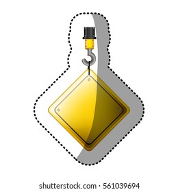 dotted sticker crane hook with rhombus safety road sign