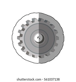 dotted sticker gear wheel icon degraded