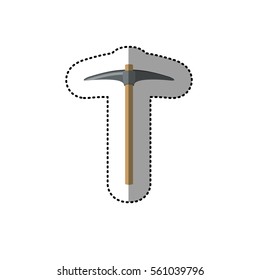 dotted sticker pickaxe construction tool