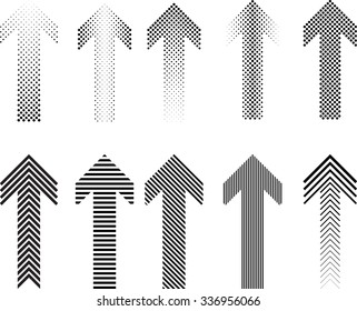 Dotted and Striped Arrow Set . Vector Illustration.