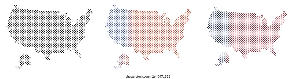Dotted style map of USA. United States of America map.USA Map with federal states.  Vector illustration.